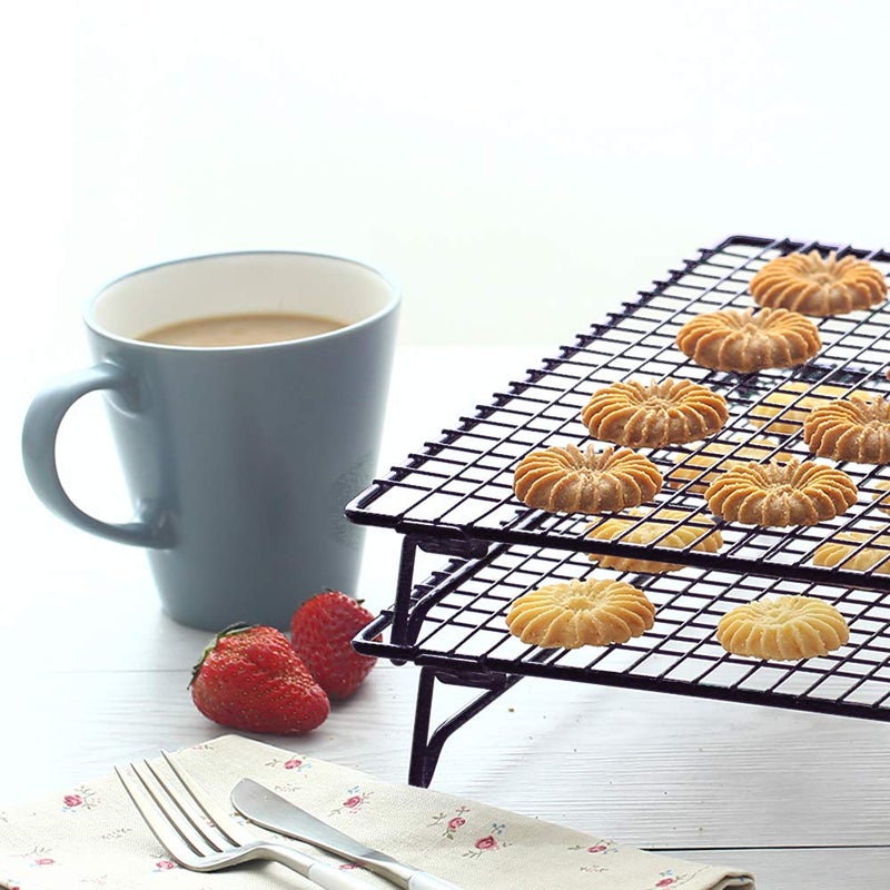 Kingrol 2-Piece Cooling Rack with Collapsible Folding Legs - for Cooking, Roasting, Drying, Grilling (Black) - Image 4